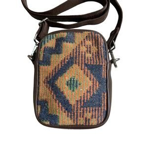 Daja Designs Aztec Leather Woven Wool Crossbody Bag